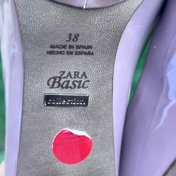 Zara Basic Collection Lilac Patent Leather Peep Toe Platform Heels - Picture 7 of 7